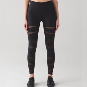 Lululemon Wunder Under Pant Womens High Rise Tech Mesh Black Leggings Tall
